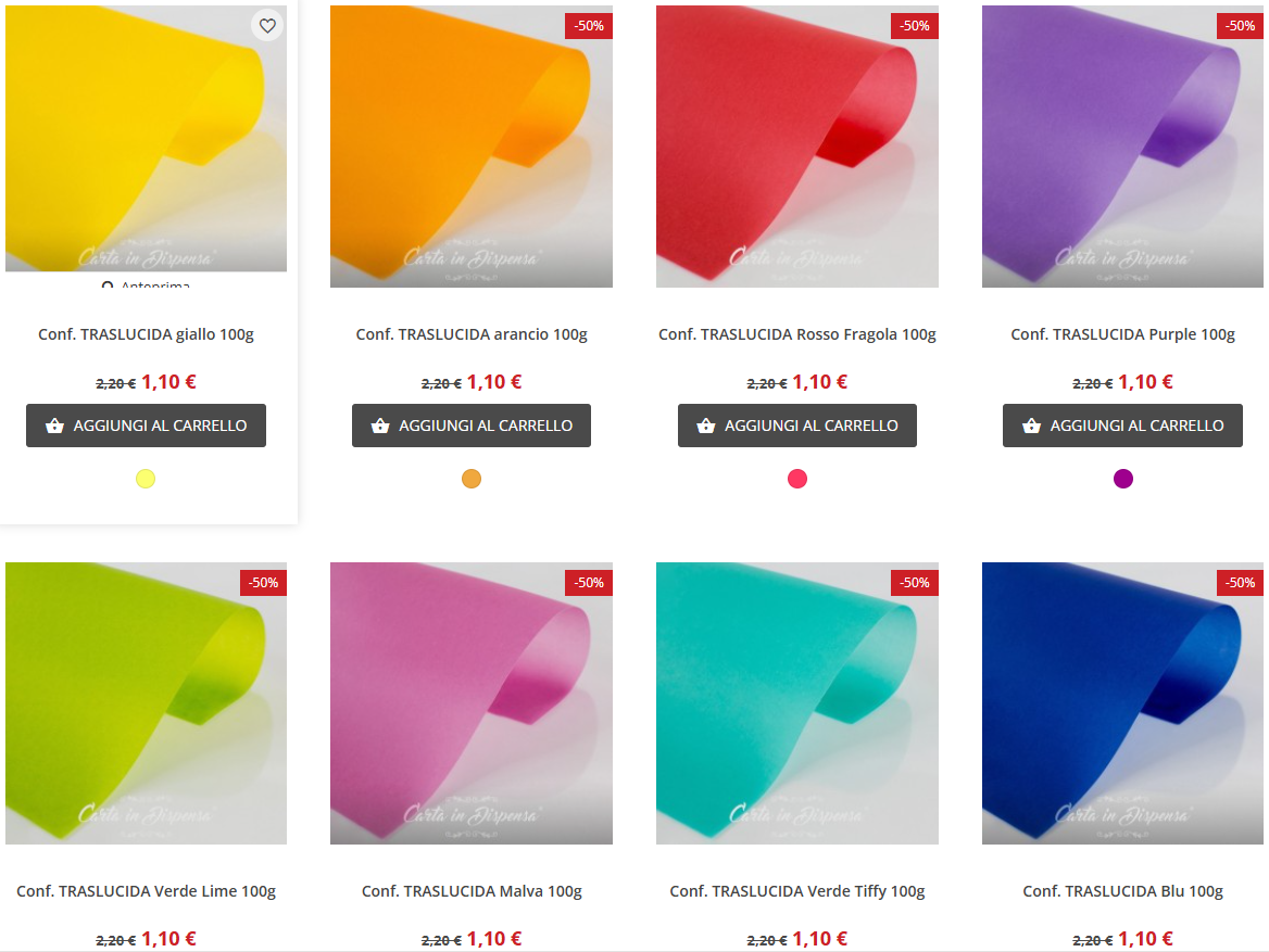 carta traslucida colorata